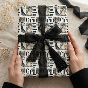 Glückwunsch Absolvent Quaste Foto Collage Abschlus Geschenkpapier