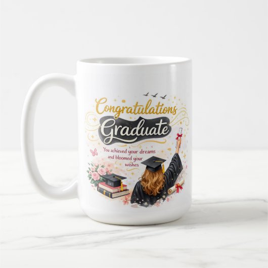 Glückwunsch Absolventen-Tasse Geschenkidee Kaffeetasse (Links)