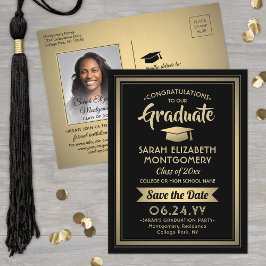 Glückwunsch absolvieren Schwarz & Gold-Save the Da Ankündigungspostkarte