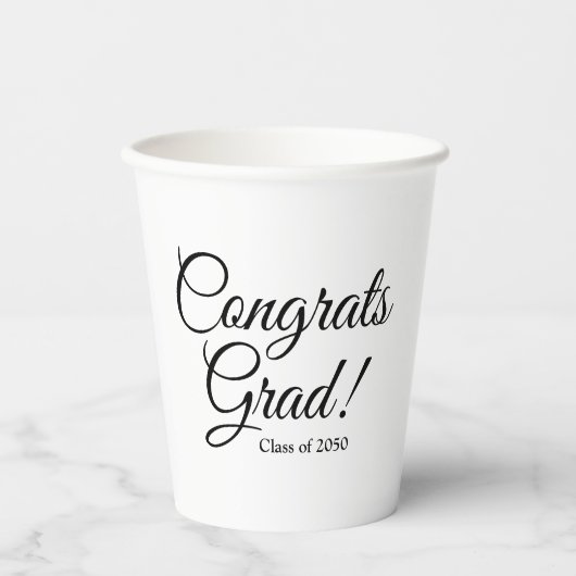 Glückwunsch absolvieren Schwarz-weißes Jahr der be Pappbecher (Vorderseite)