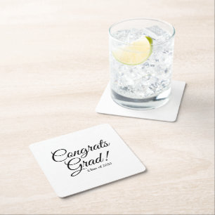 Glückwunsch absolvieren Schwarz-weißes Jahr der be Rechteckiger Pappuntersetzer