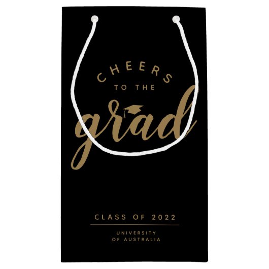 Glückwunsch an den Grad| Einfache Black & Gold Ges Kleine Geschenktüte (Rückseite)