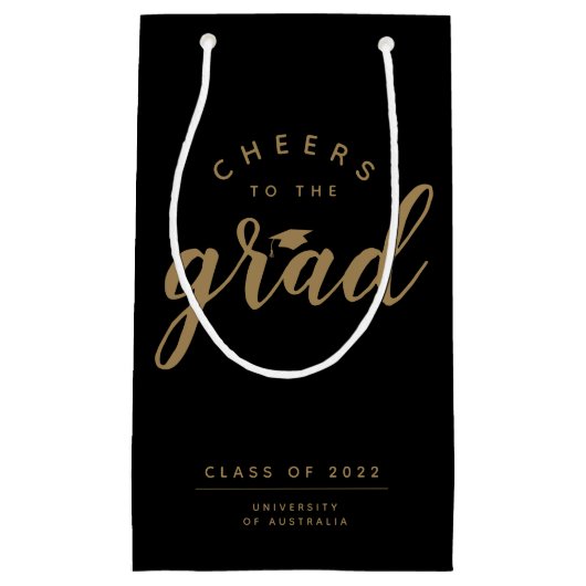 Glückwunsch an den Grad| Einfache Black & Gold Ges Kleine Geschenktüte (Vorderseite)