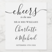 Glückwunsch an Herrn und Frau Black Script Hochzei Weinetikett (Einzelnes Label)