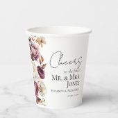 Glückwunsch an Herrn und Frau Burgundy Fall Verlob Pappbecher (Vorderseite)