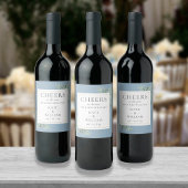 Glückwunsch an Herrn und Frau Greenery Dusty Blue Weinetikett