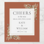 Glückwunsch an Herrn und Frau Greenery Terracotta  Weinetikett (Einzelnes Label)