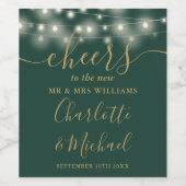 Glückwunsch an Herrn und Frau Lights Grün und Gold Weinetikett (Einzelnes Label)