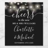 Glückwunsch an Mr. und Mrs. Lights Schwarz-weiß Ho Weinetikett (Einzelnes Label)