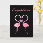 Glückwunsch-Aquarell-Rosa-Flamingos Karte (Gelbe Blume)