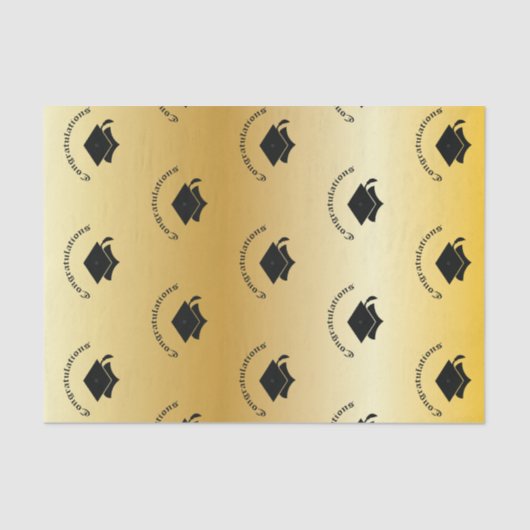 Glückwunsch auf Abschluss-Goldseidenpapier Seidenpapier (Vorderseite)