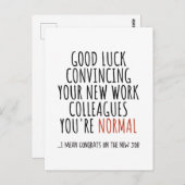 Glückwunsch auf dem neuen Arbeitsplatz Postkarte (Vorne/Hinten)