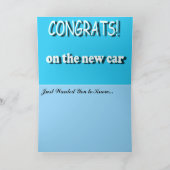 GLÜCKWUNSCH AUF dem NEUEN AUTO, Karte (Innenseite)