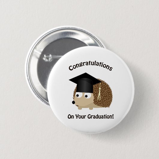 Glückwunsch auf Ihrem Abschluss-Igel Button (Vorne & Hinten)