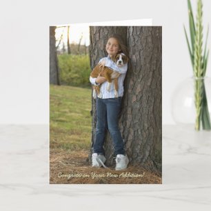 Glückwunsch auf Ihrem neuen Hund... Girl & Puppy-H Karte