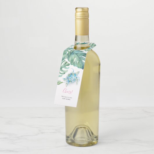 Glückwunsch auf Ihrer neuen Zuhause Tropenweinmark Flaschenanhänger (Angewinkelt)