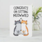 Glückwunsch auf Meowwied Funny Cat Hochzeit Einladung (Stehend Vorderseite)
