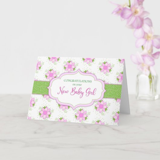 Glückwunsch Baby Girl Soft Pink Daisy Blume Karte (Orchidee)