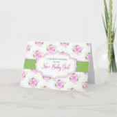 Glückwunsch Baby Girl Soft Pink Daisy Blume Karte (Vorderseite)