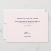 Glückwunsch bei der Rückkehr zur Schulkarte Einladung (Rückseite)