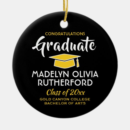 Glückwunsch Black and Gold Abschluss Foto Keramik Ornament (Vorne)