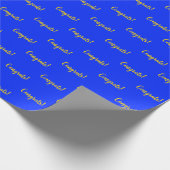 Glückwunsch! Blaues gelbes Elegant-Event-Wrapping- Geschenkpapier (Ecke)