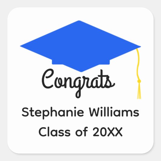 Glückwunsch Blue Graduation Cap Stickers (Vorderseite)