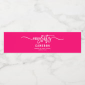 Glückwunsch Calligrafie Hot Pink Abschluss Wasserflaschenetikett (Einzelnes Label)