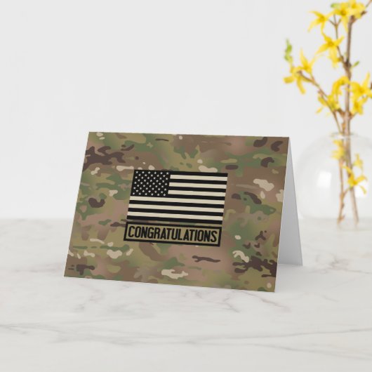 Glückwunsch: Camouflage Karte (Gelbe Blume)