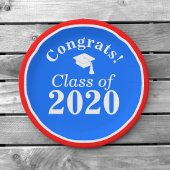 Glückwunsch Class of 2024 Red White Blue Pappteller
