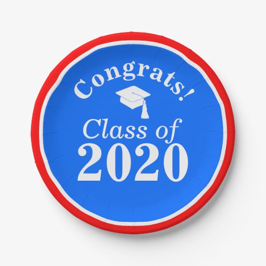 Glückwunsch Class of 2024 Red White Blue Pappteller (Vorderseite)