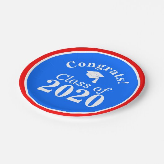 Glückwunsch Class of 2024 Red White Blue Pappteller (Schrägansicht)