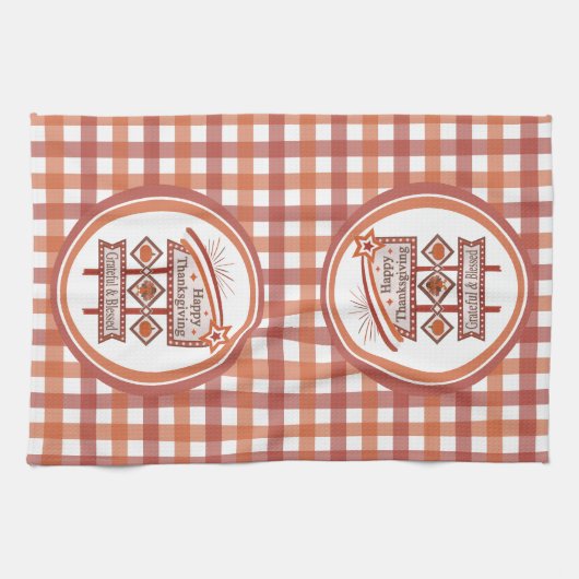 Glückwunsch Danksagend und gesegnet Retro-Zeichen Geschirrtuch (Horizontal)