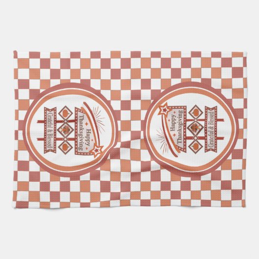 Glückwunsch Danksagend und gesegnet Retro-Zeichen Geschirrtuch (Horizontal)