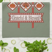 Glückwunsch Danksagend und gesegnet Retro-Zeichen Geschirrtuch (Gefaltet)