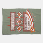 Glückwunsch Danksagend und gesegnet Retro-Zeichen Geschirrtuch (Horizontal)