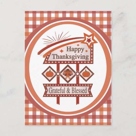 Glückwunsch Danksagend und gesegnet Retro-Zeichen Postkarte (Vorderseite)