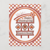 Glückwunsch Danksagend und gesegnet Retro-Zeichen Postkarte (Vorderseite)