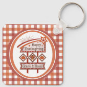 Glückwunsch Danksagend und gesegnet Retro-Zeichen Schlüsselanhänger (Rückseite)