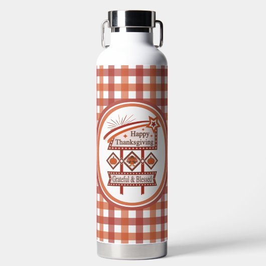 Glückwunsch Danksagend und gesegnet Retro-Zeichen Trinkflasche (Vorderseite)