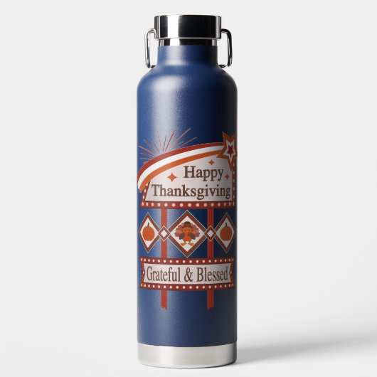 Glückwunsch Danksagend und gesegnet Retro-Zeichen Trinkflasche (Vorderseite)