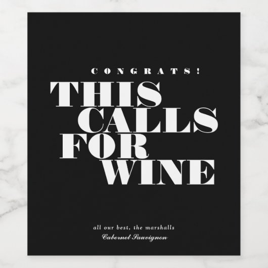 Glückwunsch Das fordert Wein | Feiern Weinetikett (Einzelnes Label)