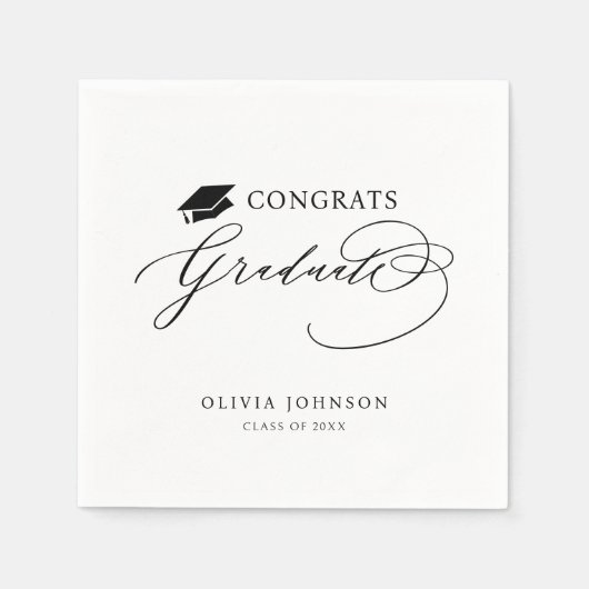 Glückwunsch der Black Modern Calligraphy Graduate Serviette (Vorderseite)