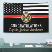 Glückwunsch der dünnen roten Linie Feuerwehrruhest Banner (Messe)