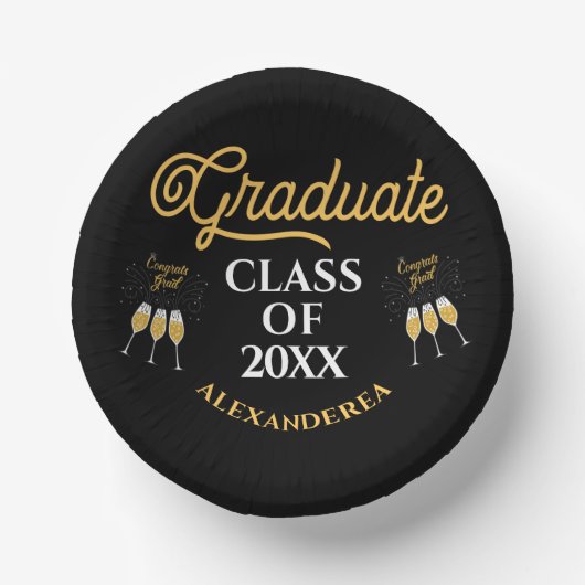 Glückwunsch der Graduate Class Gold Black Personal Pappteller (Vorderseite)