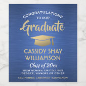 Glückwunsch der Graduierungspartei gebürstetes bla Weinetikett (Einzelnes Label)