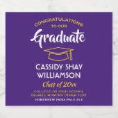 Glückwunsch der Graduierungspartei Lila Gelb Bierflaschenetikett (Einzelnes Label)