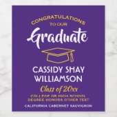 Glückwunsch der Graduierungspartei Lila Gelb Weinetikett (Einzelnes Label)