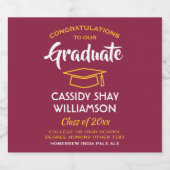 Glückwunsch der Graduierungspartei Maroon Red Gold Bierflaschenetikett (Einzelnes Label)