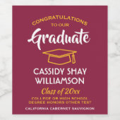 Glückwunsch der Graduierungspartei Maroon Red Gold Weinetikett (Einzelnes Label)